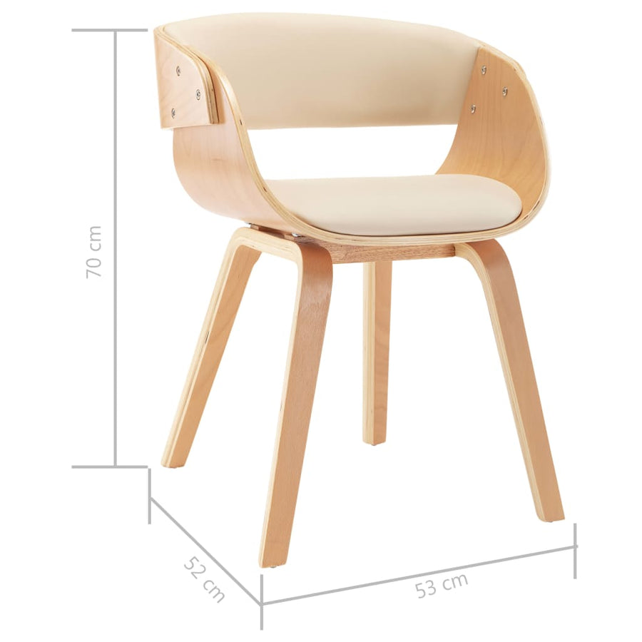 Eetkamerstoelen Gebogen Hout En Kunstleer Kleurig 2 Crème en lichtbruin