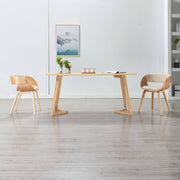 Eetkamerstoelen 2 st gebogen hout kunstleer crème