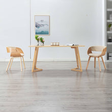 Eetkamerstoelen Gebogen Hout En Kunstleer Kleurig 2 Crème en lichtbruin