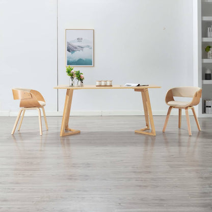 Eetkamerstoelen Gebogen Hout En Kunstleer Kleurig 2 Crème en lichtbruin