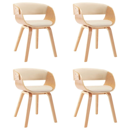 Eetkamerstoelen Gebogen Hout En Kunstleer Kleurig 4 Crème en lichtbruin