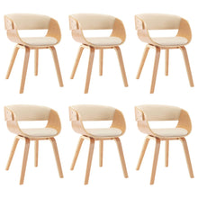 Eetkamerstoelen Gebogen Hout En Kunstleer 6 Crème en lichtbruin