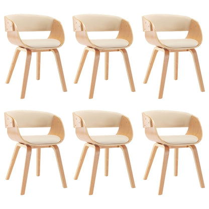 Eetkamerstoelen Gebogen Hout En Kunstleer 6 Crème en lichtbruin