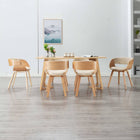 Dining chairs 6 pcs bent wood and cream faux leather