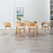 Dining chairs 6 pcs bent wood and cream faux leather