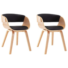Eetkamerstoelen Gebogen Hout En Kunstleer 2 Zwart en lichtbruin