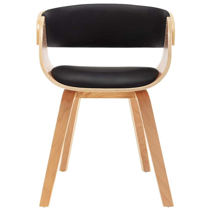 Eetkamerstoelen Gebogen Hout En Kunstleer 2 Zwart en lichtbruin