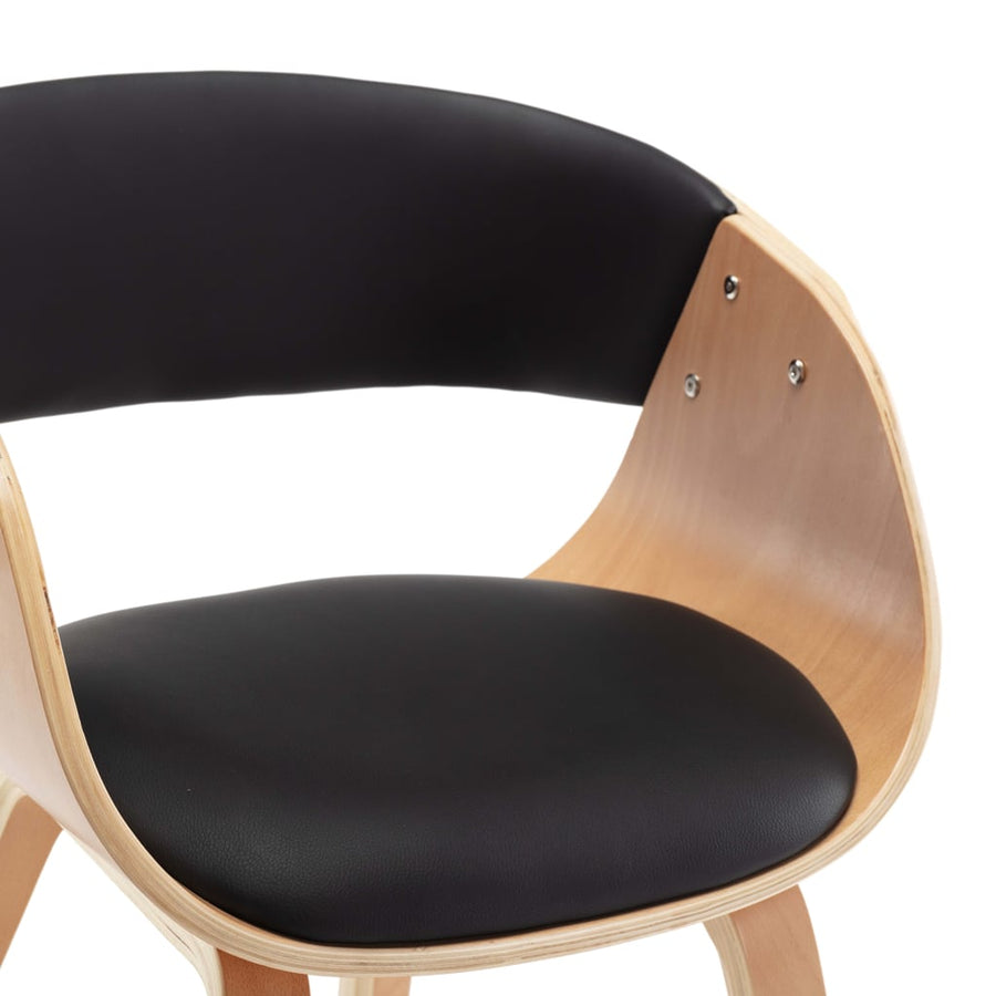 Eetkamerstoelen Gebogen Hout En Kunstleer 2 Zwart en lichtbruin