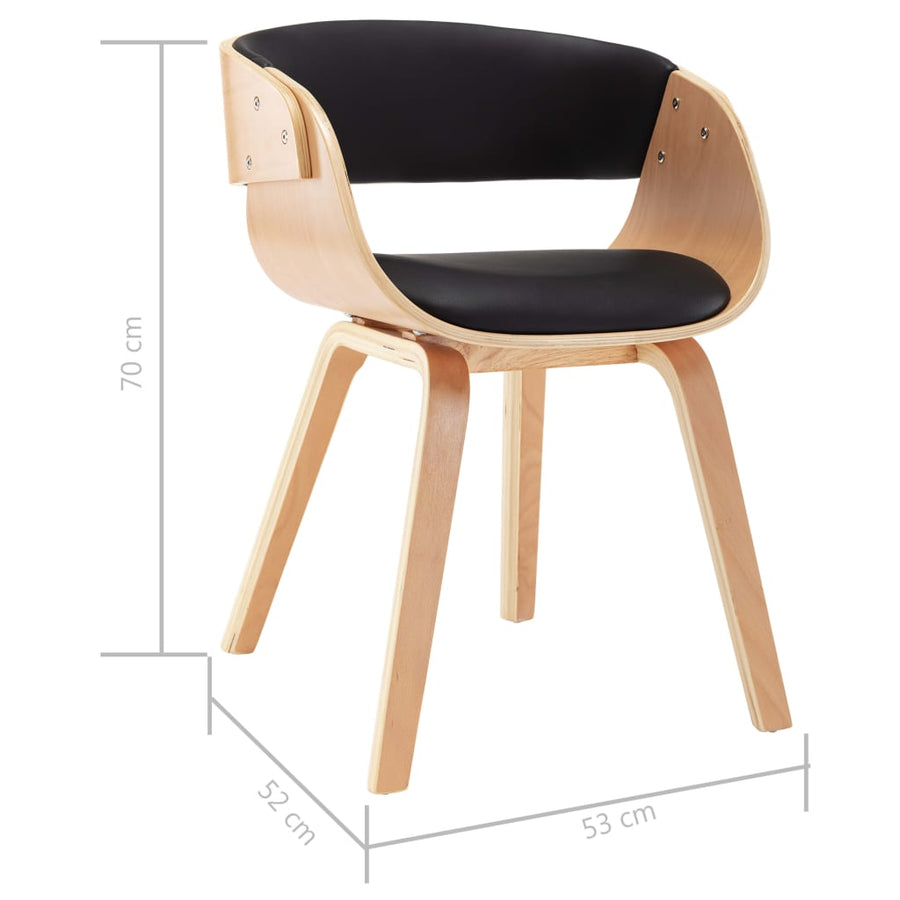 Eetkamerstoelen Gebogen Hout En Kunstleer 2 Zwart en lichtbruin