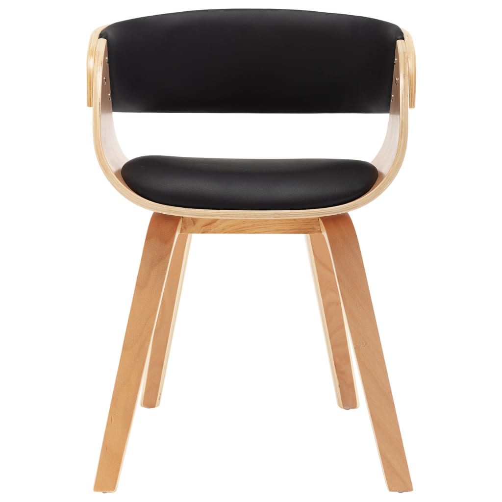 Eetkamerstoelen Gebogen Hout En Kunstleer 4 Zwart en lichtbruin