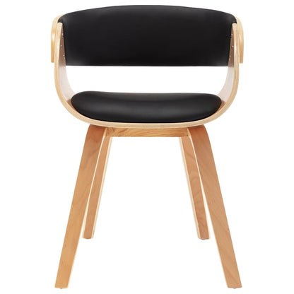Eetkamerstoelen Gebogen Hout En Kunstleer 4 Zwart en lichtbruin