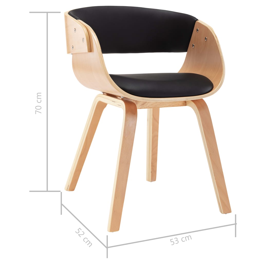Eetkamerstoelen Gebogen Hout En Kunstleer 4 Zwart en lichtbruin