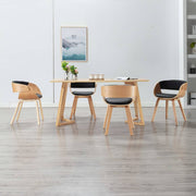 Eetkamerstoelen 4 st gebogen hout kunstleer zwart