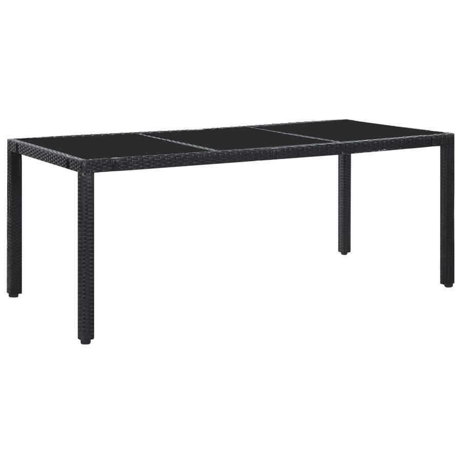 -Delige Tuinset Poly Rattan Zwart 9 190 cm tafellengte