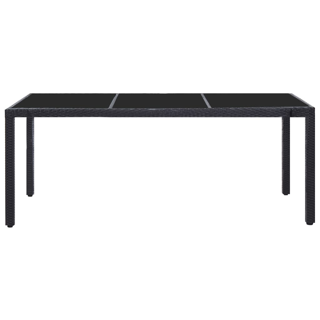 -Delige Tuinset Poly Rattan Zwart 9 190 cm tafellengte