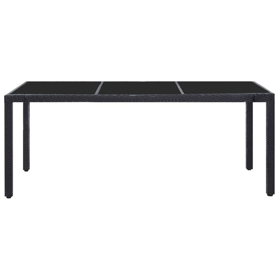 -Delige Tuinset Poly Rattan Zwart 9 190 cm tafellengte