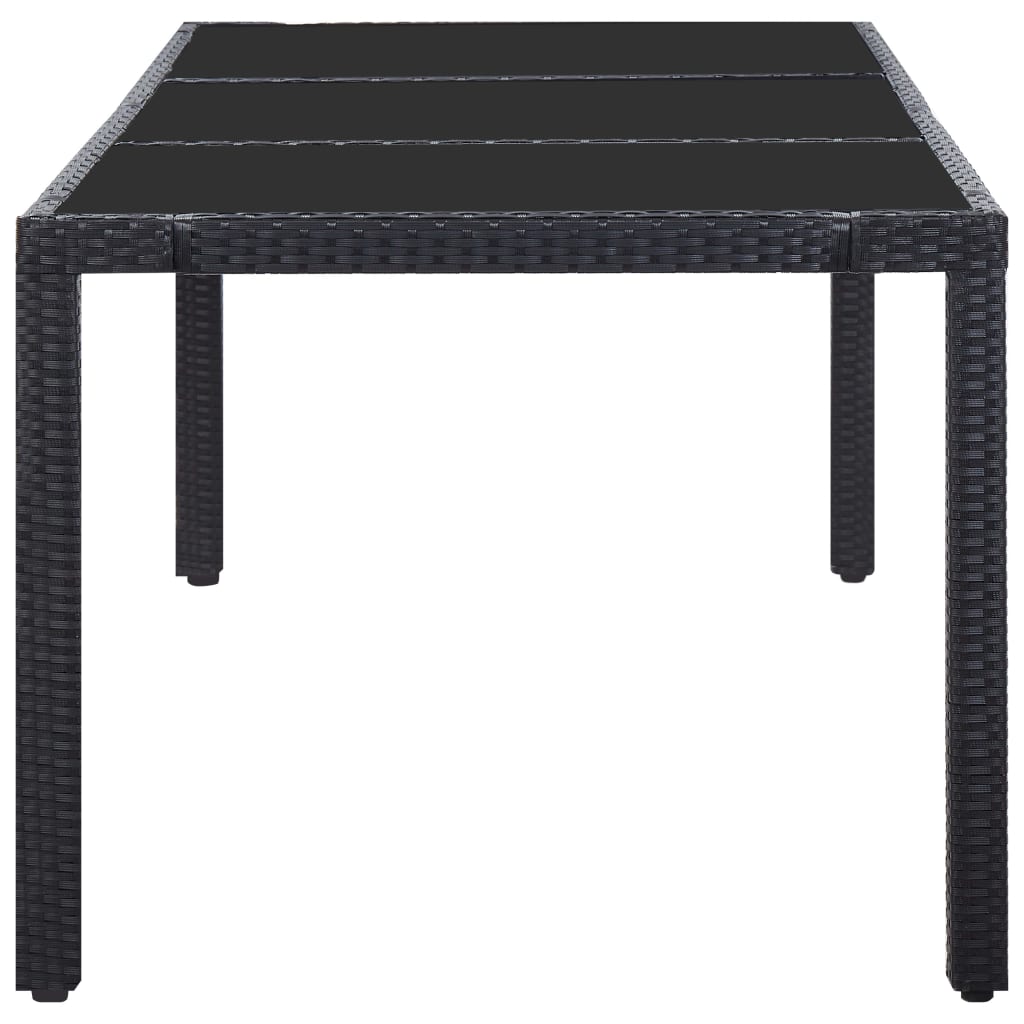 -Delige Tuinset Poly Rattan Zwart 9 190 cm tafellengte