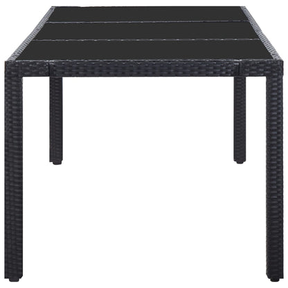 -Delige Tuinset Poly Rattan Zwart 9 190 cm tafellengte