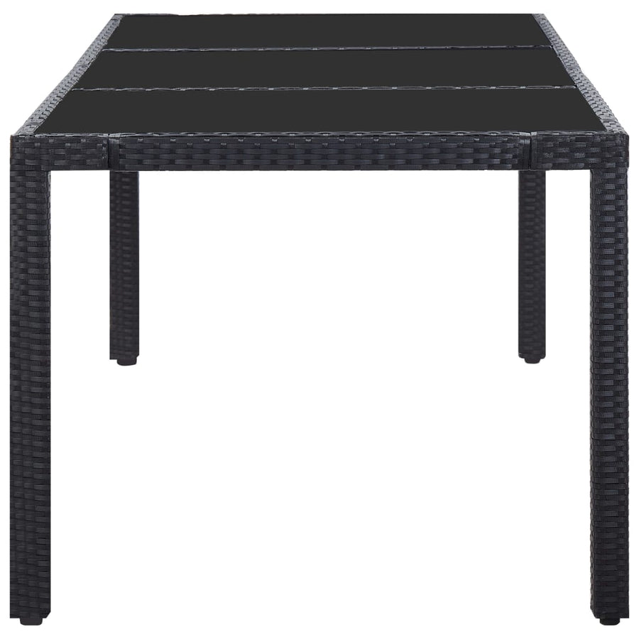 -Delige Tuinset Poly Rattan Zwart 9 190 cm tafellengte