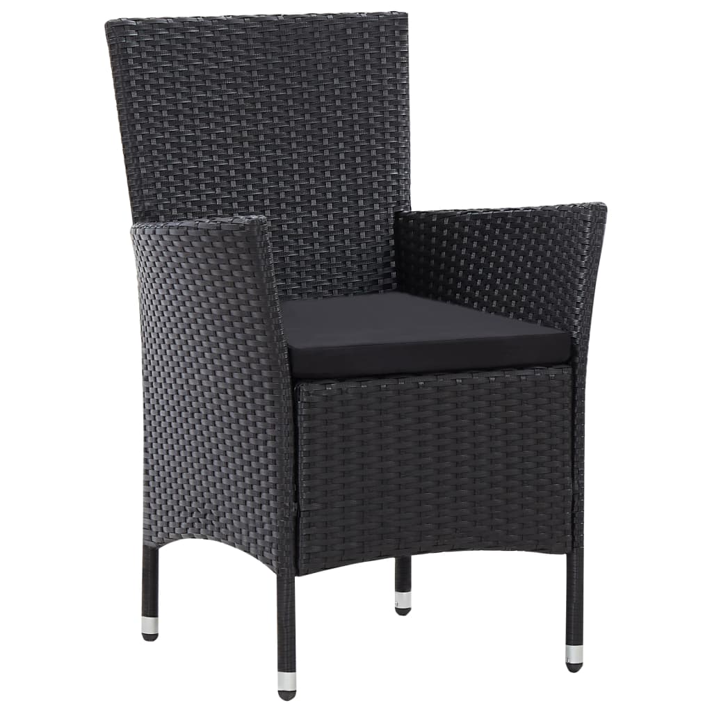 -Delige Tuinset Poly Rattan Zwart 9 190 cm tafellengte