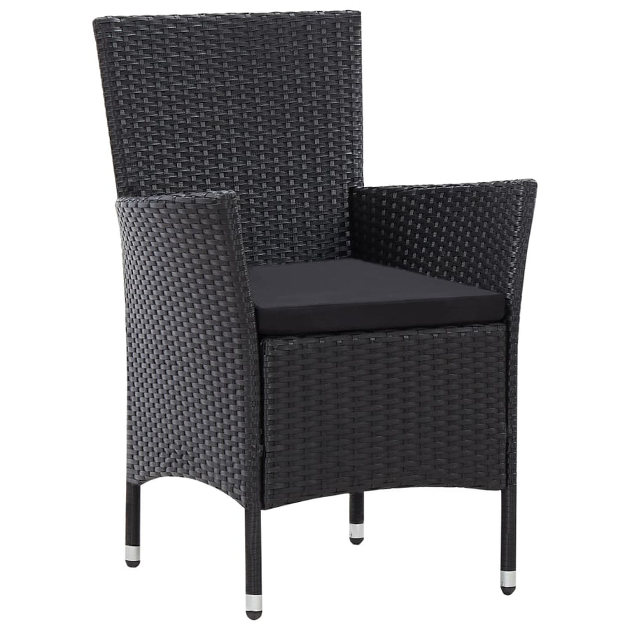 -Delige Tuinset Poly Rattan Zwart 9 190 cm tafellengte