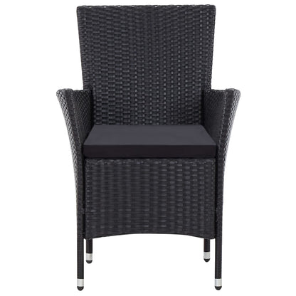 -Delige Tuinset Poly Rattan Zwart 9 190 cm tafellengte