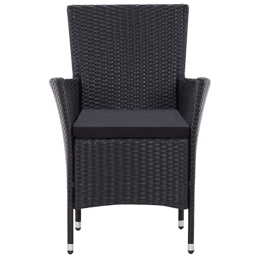 -Delige Tuinset Poly Rattan Zwart 9 190 cm tafellengte