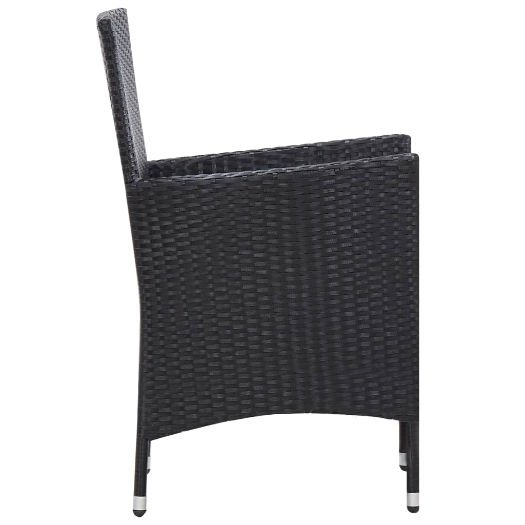 -Delige Tuinset Poly Rattan Zwart 9 190 cm tafellengte