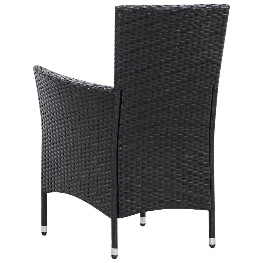 -Delige Tuinset Poly Rattan Zwart 9 190 cm tafellengte