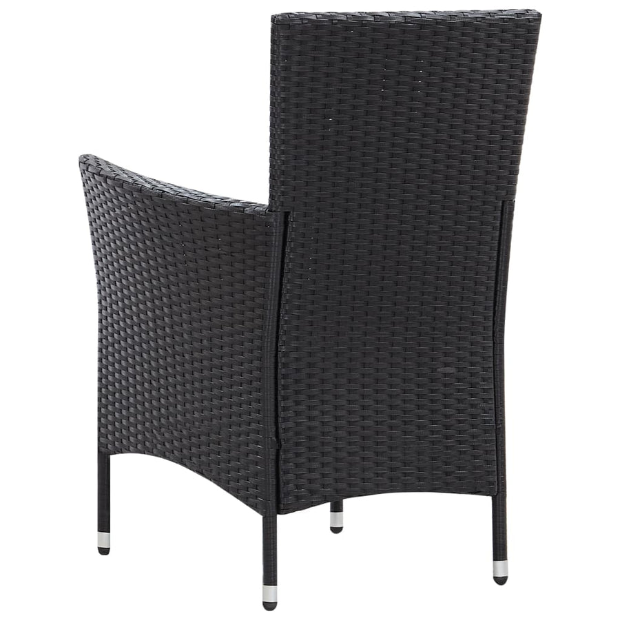 -Delige Tuinset Poly Rattan Zwart 9 190 cm tafellengte