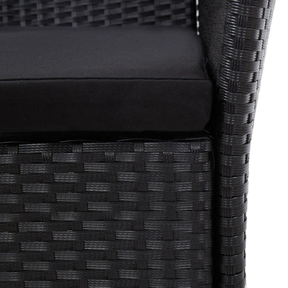 -Delige Tuinset Poly Rattan Zwart 9 190 cm tafellengte