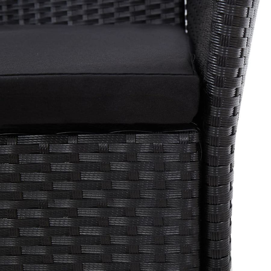 -Delige Tuinset Poly Rattan Zwart 9 190 cm tafellengte