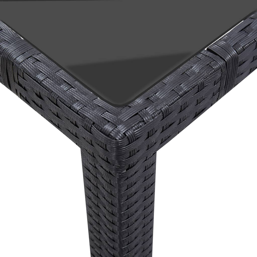 -Delige Tuinset Poly Rattan Zwart 9 190 cm tafellengte