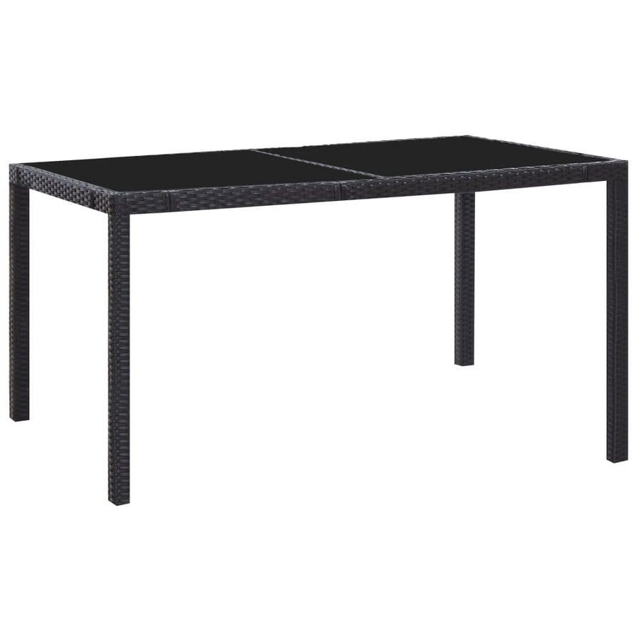 -Delige Tuinset Poly Rattan Zwart 7 150 cm tafellengte
