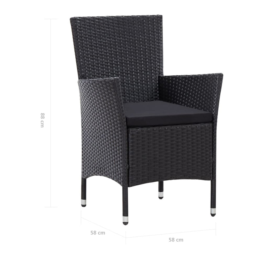 -Delige Tuinset Poly Rattan Zwart 7 150 cm tafellengte