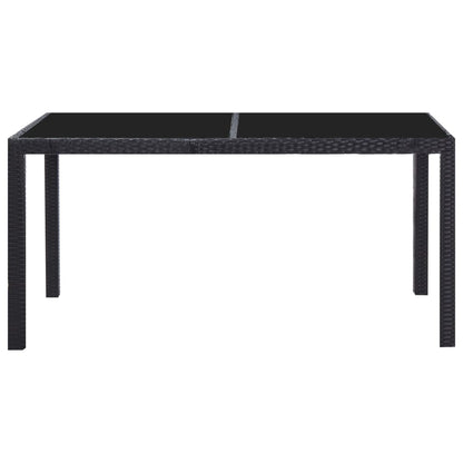 -Delige Tuinset Poly Rattan Zwart 7 150 cm tafellengte