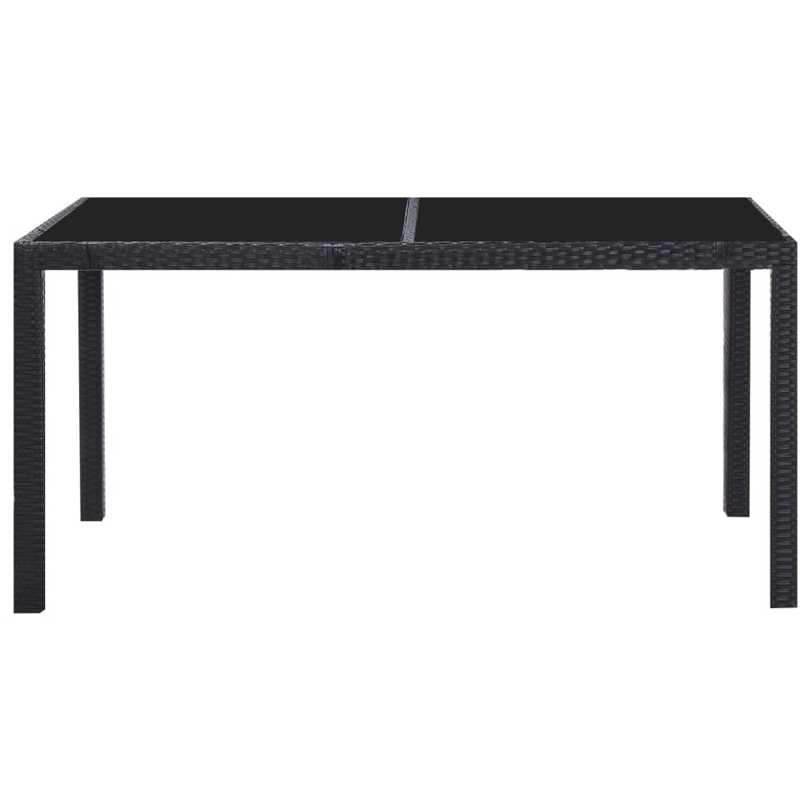 -Delige Tuinset Poly Rattan Zwart 7 150 cm tafellengte