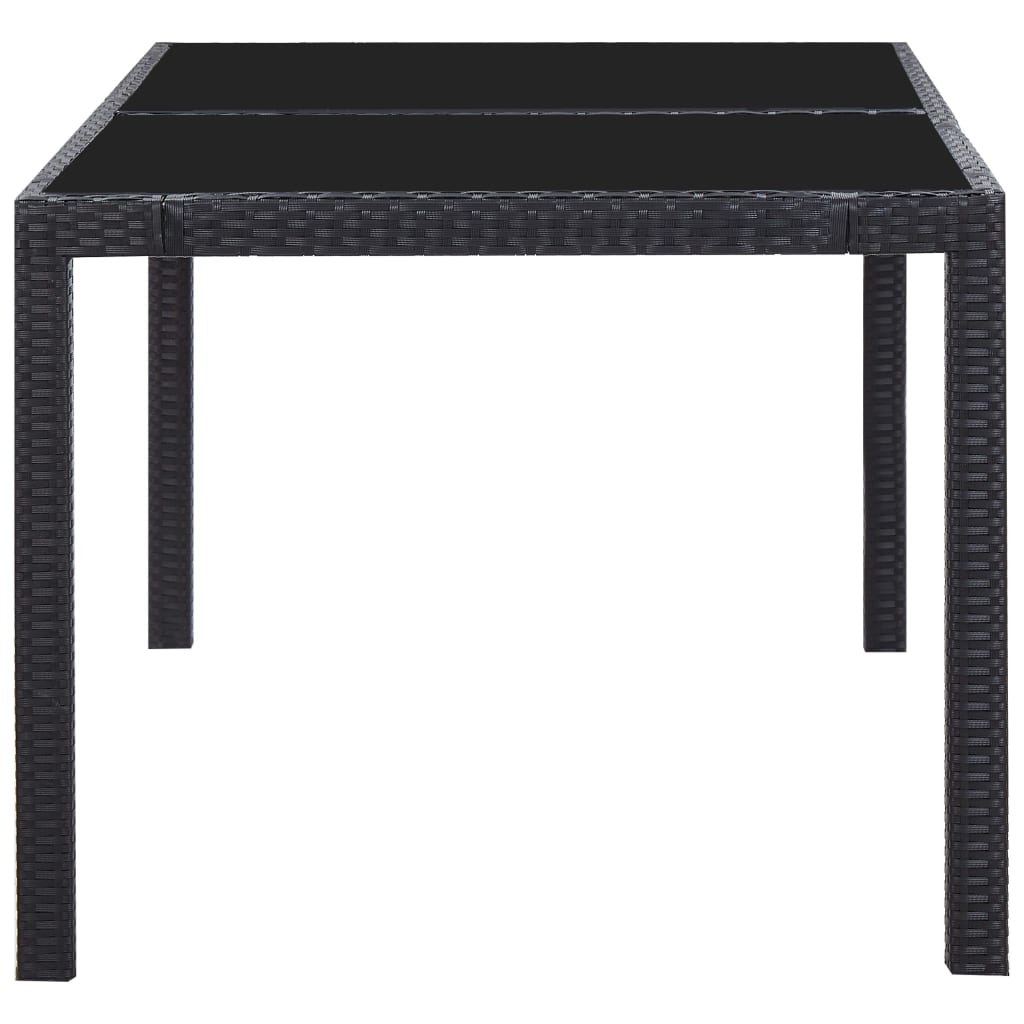 -Delige Tuinset Poly Rattan Zwart 7 150 cm tafellengte