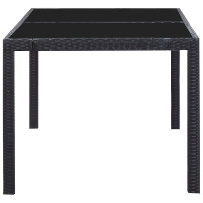 -Delige Tuinset Poly Rattan Zwart 7 150 cm tafellengte
