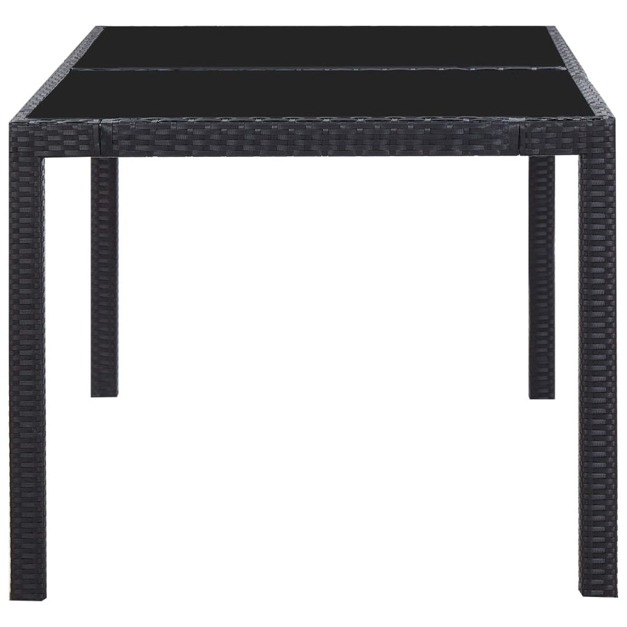 -Delige Tuinset Poly Rattan Zwart 7 150 cm tafellengte