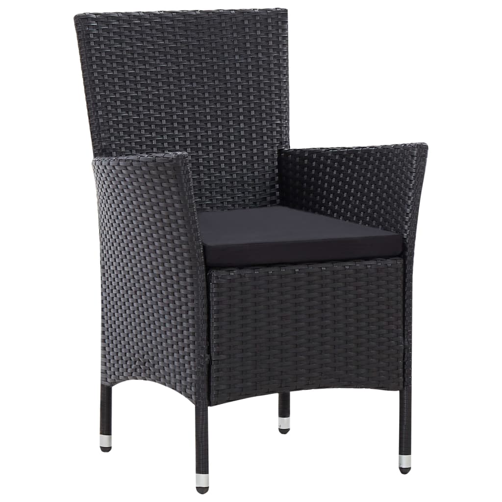 -Delige Tuinset Poly Rattan Zwart 7 150 cm tafellengte