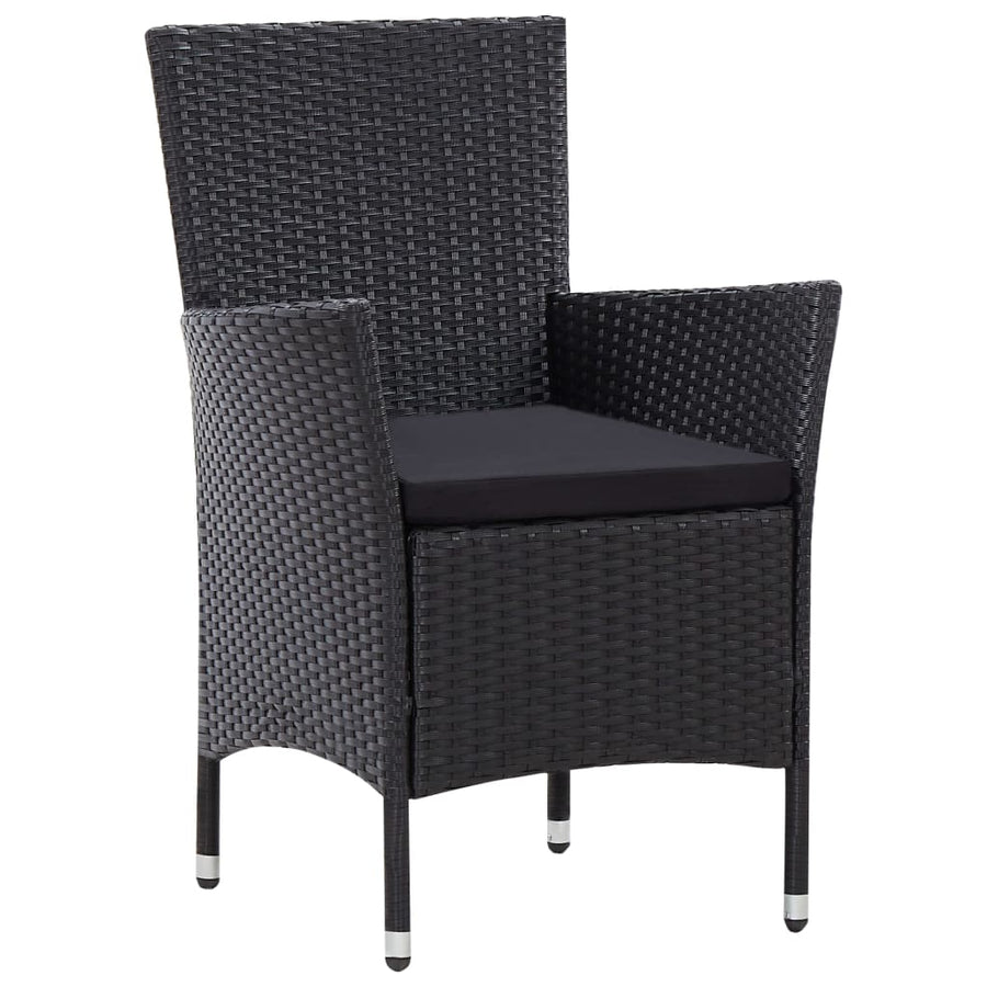 -Delige Tuinset Poly Rattan Zwart 7 150 cm tafellengte