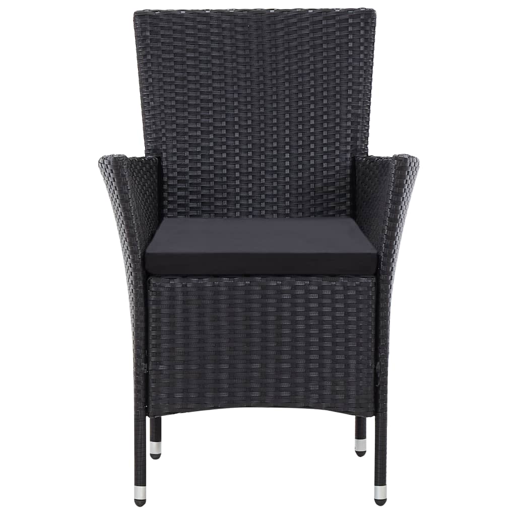 -Delige Tuinset Poly Rattan Zwart 7 150 cm tafellengte