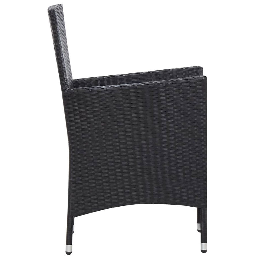 -Delige Tuinset Poly Rattan Zwart 7 150 cm tafellengte