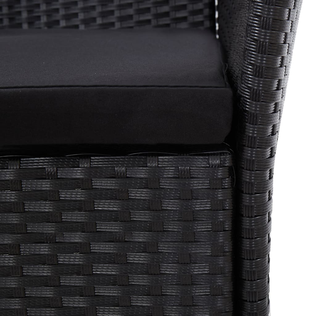 -Delige Tuinset Poly Rattan Zwart 7 150 cm tafellengte