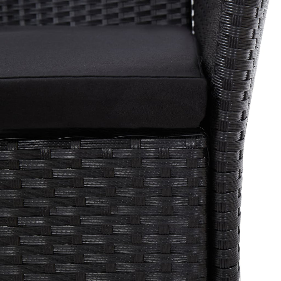 -Delige Tuinset Poly Rattan Zwart 7 150 cm tafellengte