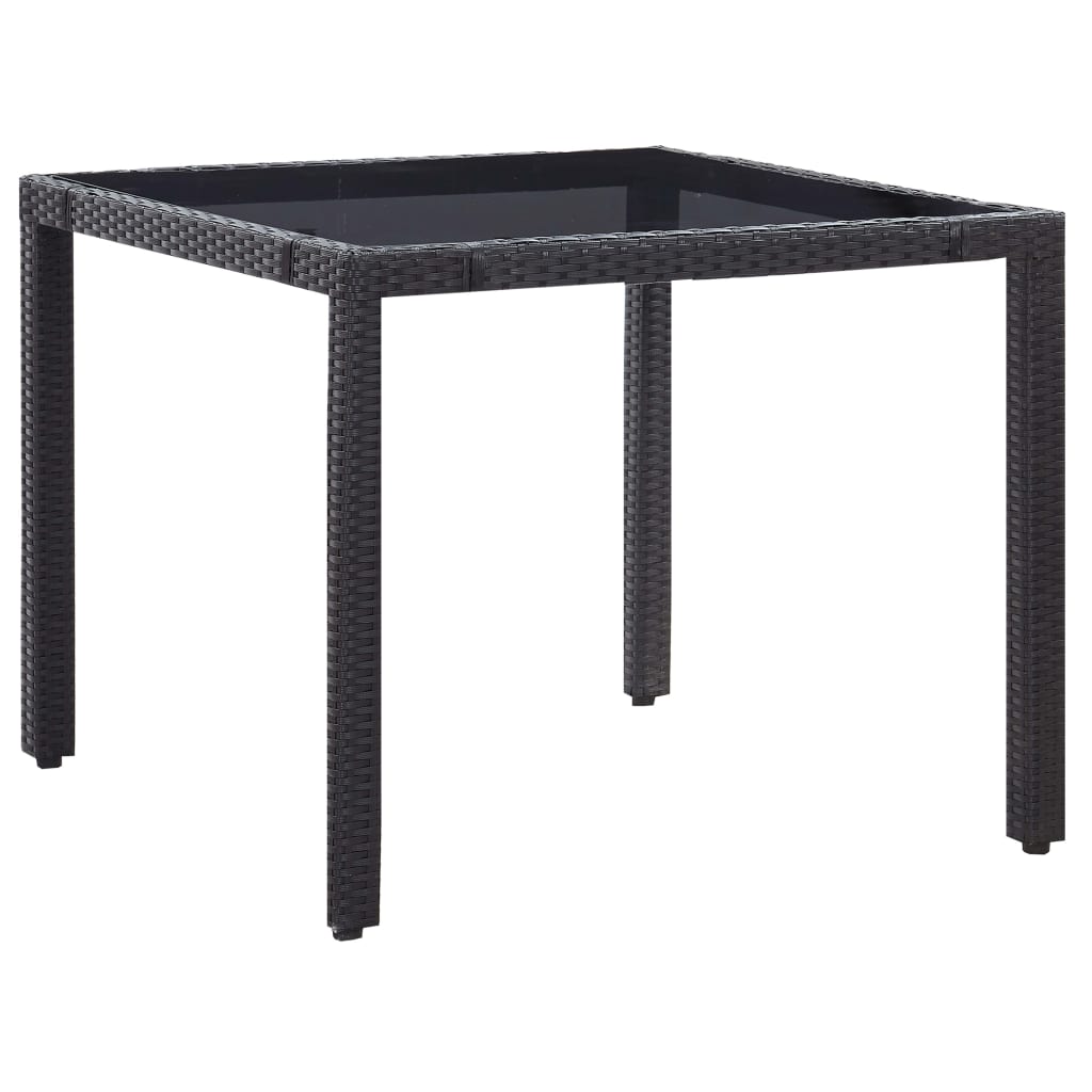 -Delige Tuinset Poly Rattan Zwart 5 90 cm tafellengte