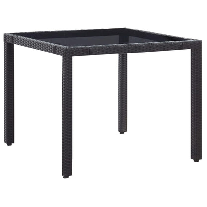 -Delige Tuinset Poly Rattan Zwart 5 90 cm tafellengte