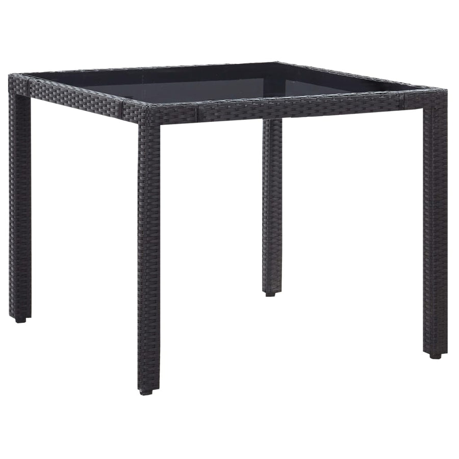 -Delige Tuinset Poly Rattan Zwart 5 90 cm tafellengte