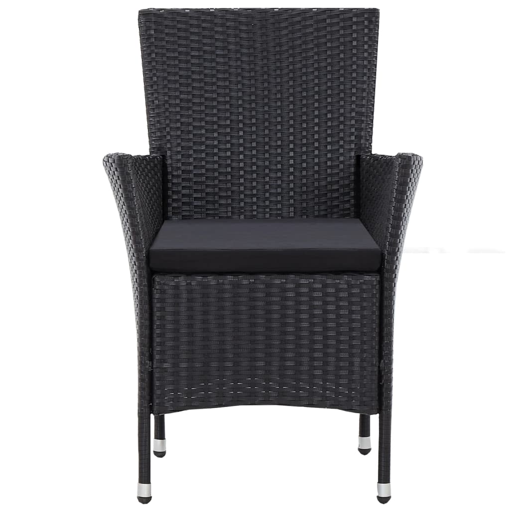 -Delige Tuinset Poly Rattan Zwart 5 90 cm tafellengte